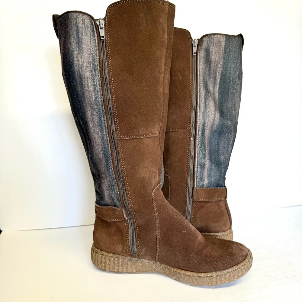 Clarks Collection Brown Suede Tall Shaft Boots Caroline Style Knee High Size 6